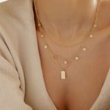 Hey Happiness Multi Lagen Layer Ketting Set Dames – Set van 2 – Delicaat en Elegant – Roestvrij Staal 18K Verguld – Verstelbaar - Goud
