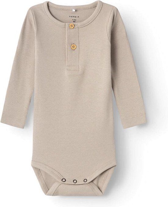 NAME IT BABY romper NBMKab bruin lange mouw maat 50 - Unisex