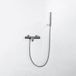 FortiFura Calvi Thermostatische badkraan met staafhanddouche, handdouchehouder en metalen doucheslang - PVD - geborsteld gunmetal (antraciet)