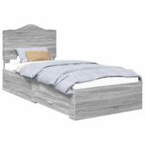 vidaXL Bedframe met lade Grijs Sonoma 75 x 190 cm Bewerkt hout