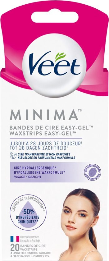 Veet Ontharingsstrips - Gezicht - Hypoallergene Minima – 20 stuks, 3059944026772