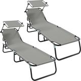 vidaXL Chaise longue 2 pièces Oxford Gris