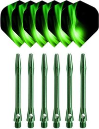 Luminous Luxury Luxe 6-delige Set Dart As en Patroon Groen | Dartpijlen | Dart Accessoires