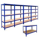 MonsterShop T-rax stellingkasten & werkbank - blauw - 180x90x45cm - 1400kg