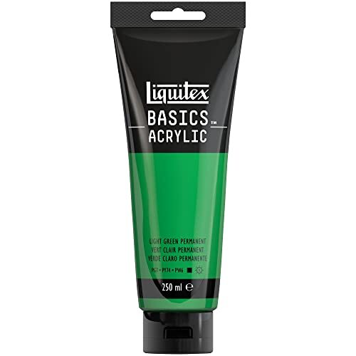 Liquitex 88700224 Basics enkelvoudig pigmenteerde acrylverf, kunstenaarspigmenten, lichtecht, medium viscositeit, goede kwaliteit, satijn finish - 250ml tube, Light Green Permanent