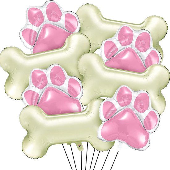4thePerfectParty Honden Poten en Botten Ballonnen Set - Roze & Ivoor - 8-delig