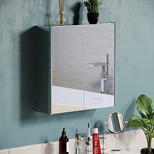 Bath Vida Bad Vida Tiano Badkamer Kast Dubbele Deur Gespiegelde Muur Gemonteerd Roestvrij Staal Modern