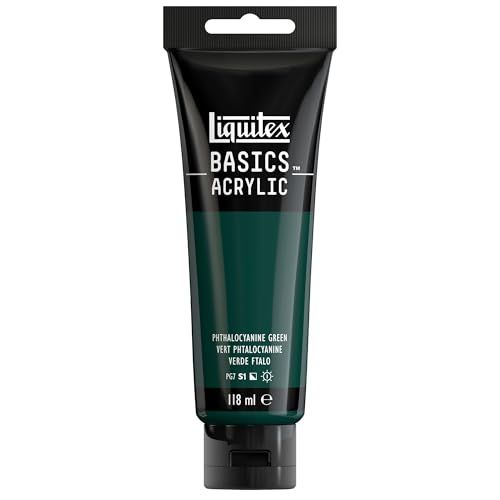 Liquitex Basics 8870026 Monopigmenteerde acrylverf, kunstenaarspigmenten, lichtecht, gemiddelde viscositeit, achivkwaliteit, zijdeglanzende afwerking, 118ml - Phthalo Green