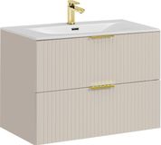 Meuble de salle de bain 80 cm avec lavabo en céramique, cachemire mat