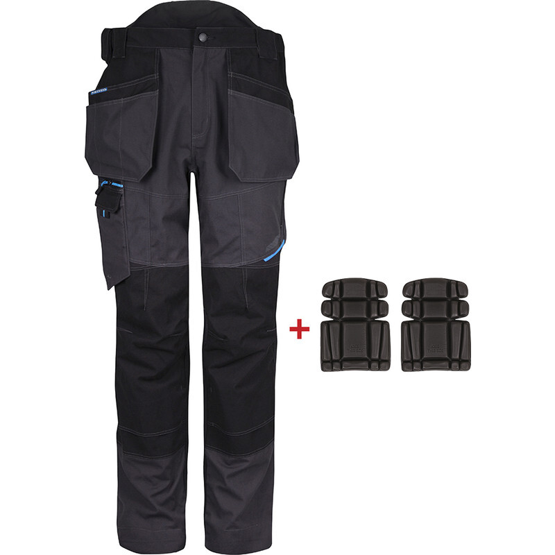 Portwest WX3 werkbroek met holsterzakken en gratis kniestukken 54 grijs/zwart