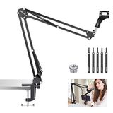 NEEWER Microfoonarmhouder, schaararmhouder met kabelophanging, compatibel met Blue Yeti Snowball Yeti X Quadcast enz. Maximale belasting 1,5 kg (zwart)