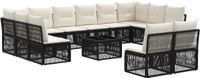 vidaXL Tuinbank Set 13 st Zwart poly rattan