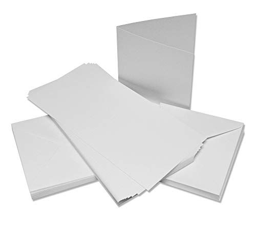 Crafts UK W103 linnen kaarten en enveloppen - 15,2 x 15,2 cm - wit - 50 stuks