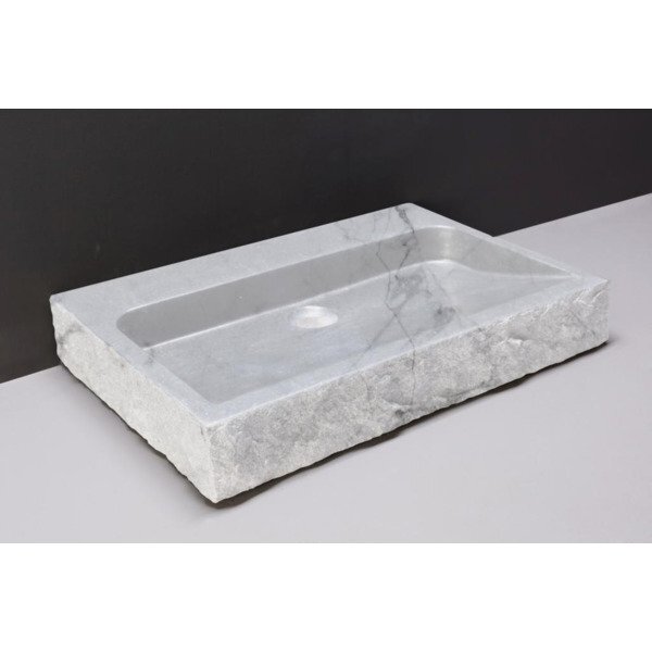 Forzalaqua Palermo wastafel 80.5x51.5x9cm rechthoek 1 wasbak geen kraangat carrara gepolijst gekapt marmer 100495