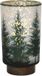 Hit - Sapin de Noël en verre avec pied en bois, 12x20 cm, LED, 2xAAA