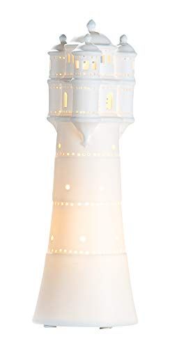 GILDE Decoratieve lamp tafellamp vuurtoren - van porselein maritieme decoratie H 35 cm