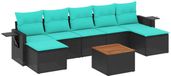 vidaXL Ensemble de banc de jardin 8 pièces avec coussins, noir, polyrotin