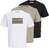 JACK & JONES JCOFUSION BOX PRINT TEE SS 3PK MP Heren T-shirt Zwart XXL