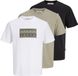 JACK & JONES JCOFUSION BOX PRINT TEE SS 3PK MP Heren T-shirt Zwart XXL