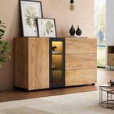 Rolipo Dressoir modern design 3 lades glazen accenten breedte 140 cm