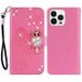 Rose Vif Étui iPhone 15 Pro Max Owl Rhinestone