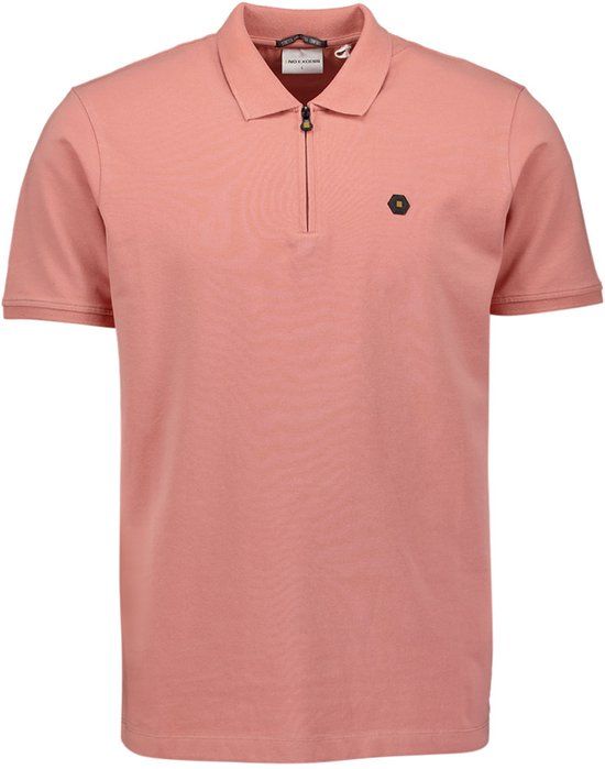 No Excess Polo met halve rits en korte mouwen Koraal XXXL