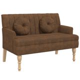 VidaXL Bankje met kussens 113x64,5x75,5 cm kunstsuèdeleer bruin