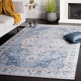 Safavieh Traditioneel tapijt, machinewasbaar en antislip, ideaal voor gebieden met veel verkeer, Tucson Collection, laagpolig tapijt, lichtblauw en blauw, 91 x 152 cm