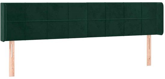 vidaXL Hoofdbord - met - randen - 183x16x78/88 - cm - fluweel - donkergroen