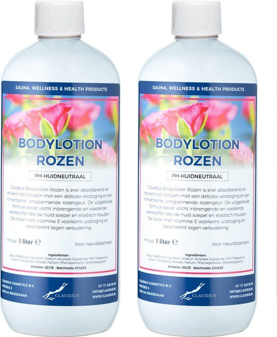 Claudius Cosmetics B.V. Bodylotion Rozen 1 Liter - set van 2 stuks