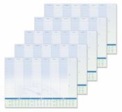 SIGEL H6350/5 papieren bureauonderleggers, weekplanner design met tijdrooster en kalender voor 3 jaar, A2 (59, 5 x 41 cm), blauw en wit, 5 x 30 vellen