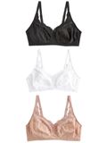 Next - Dames - Set van 3 Ultimate Comfort beha's met kant en hele cups - Zwart