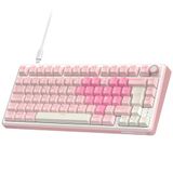 RK ROYAL KLUDGE R75 Clavier mécanique Azerty, 75% Sans fil, Gasket avec Bouton, BT/2.4G/USB-C Hot Swap clavier RGB, Touches PBT, Rose, Switch Creamy Lineair