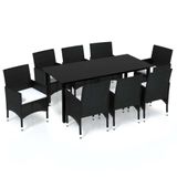 vidaXL 9-delige Tuinset met Kussens Poly Rattan Zwart