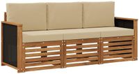vidaXL - Bank loungeset - 4 zitplaatsen - Massief acaciahout - Natuurlijk en beige