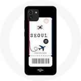 Maniacase Etui Samsung Galaxy A03 Vliegticket Seoul Zuid-Korea