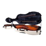 Crossrock Glasvezel hoes met wielen-past op 4/4 full-size cello's - Inclusief gewatteerd muziekzakje, 3 handgrepen, afneembare schouderbanden, combinatieslot - melkachtig wit (CRF2020CEFMW)