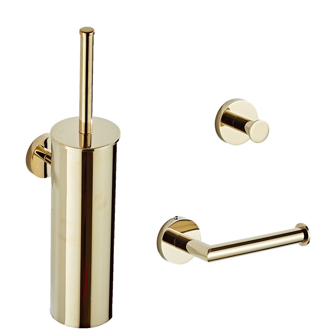 Saniclear Dorado toilet accessoire set incl toiletborstel, rolhouder en haak goud