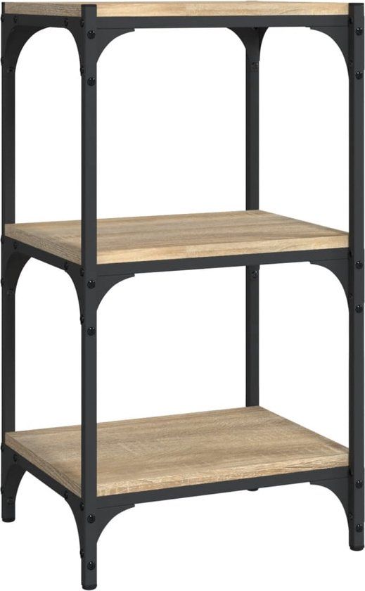 vidaXL Boekenkast 40x33x70,5 cm Bewerkt Hout en Staal Sonoma Eiken