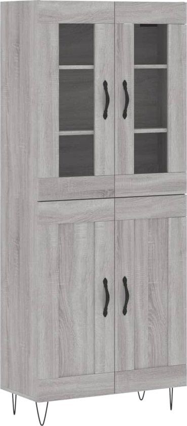 VidaXL Hoge kast 69,5x34x180 cm bewerkt hout grijs sonoma eikenkleurig