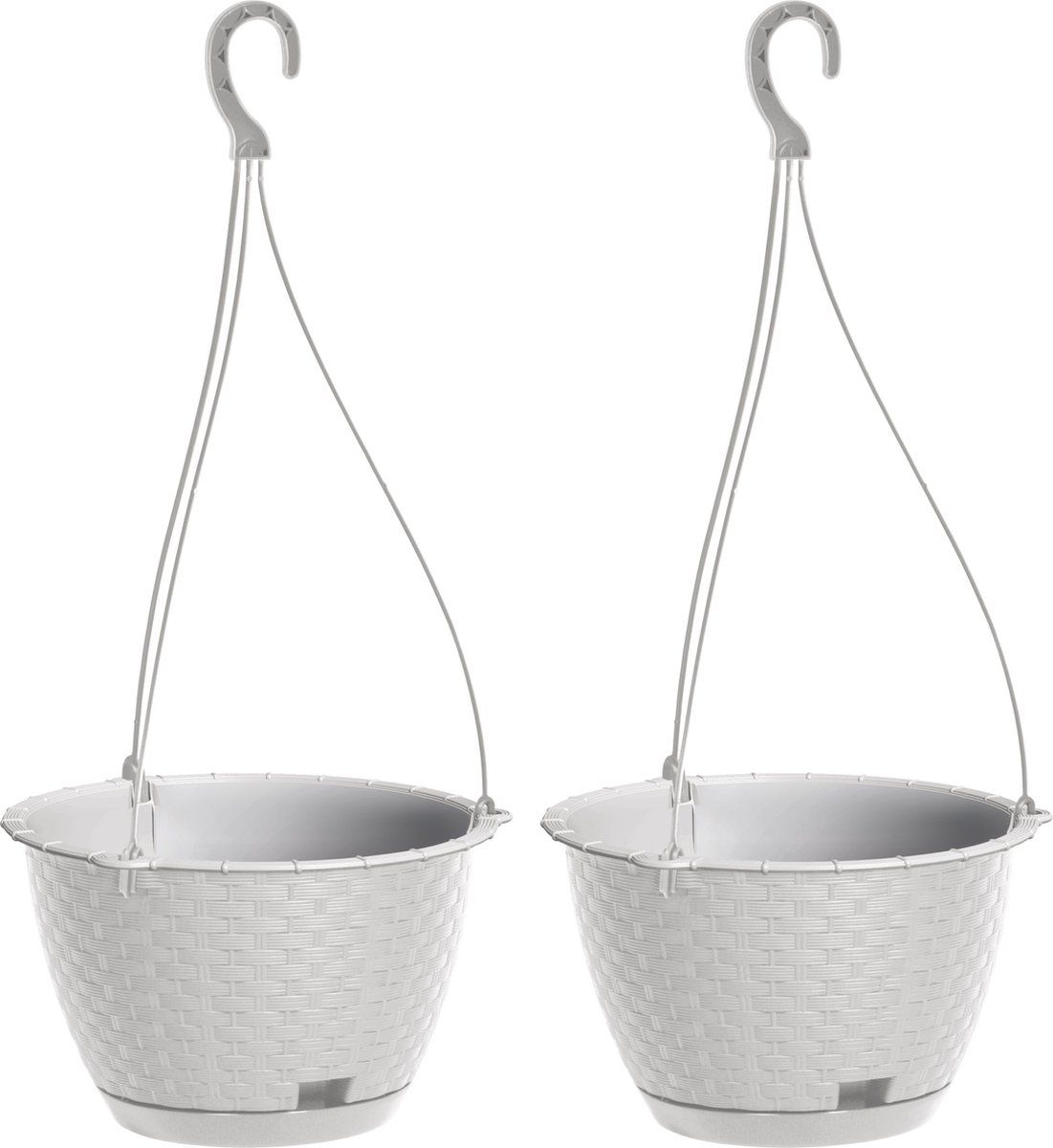 Prosperplast 2x Hangende Plantenpot/Bloempot Kunststof Ø 22 cm - Parel Wit