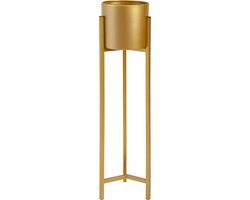 QUVIO Plantenstandaard - Metaal - Goud - 22x22x90 cm