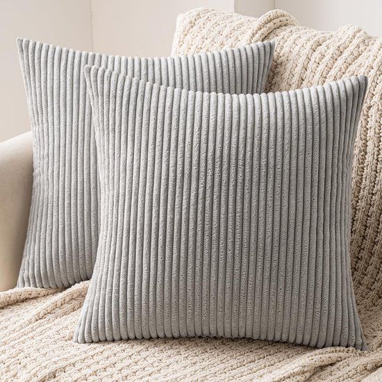 MIULEE Set van 2 kussenhoezen Corduroy 50x50 cm Lichtgrijs