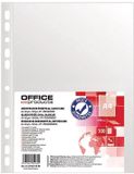 OFFICE PRODUCTS Brochurehoesjes, transparant, A4, 100 stuks, open aan de bovenkant, geperforeerde plastic hoes, transparant, 60 micron/versterkte rand