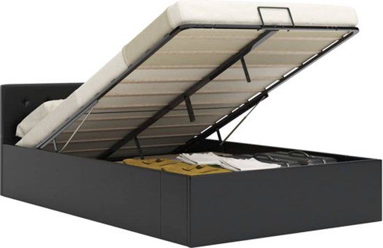 vidaXL Bedframe hydraulisch kunstleer zwart 140x200 cm