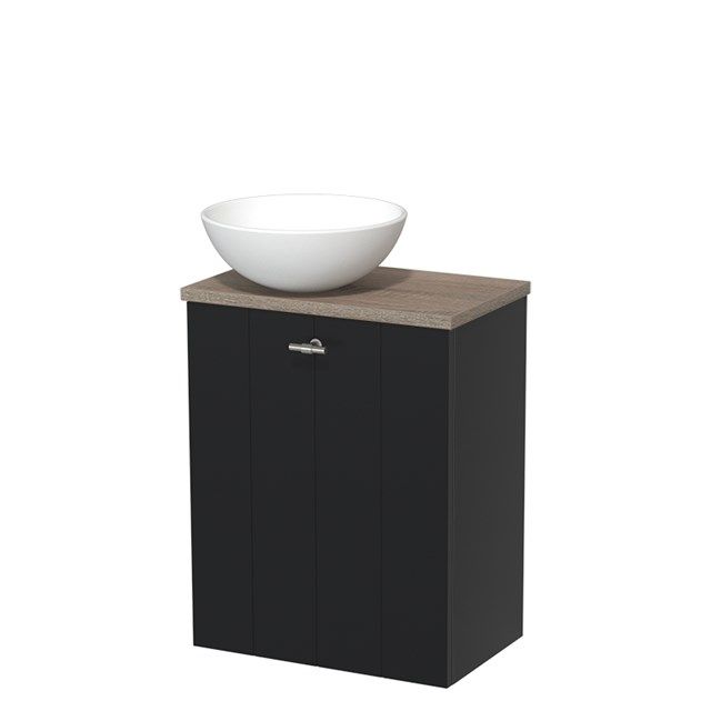 Maxaro Modulo Toiletmeubel 41 cm - Mat Zwart - Eiken Blad