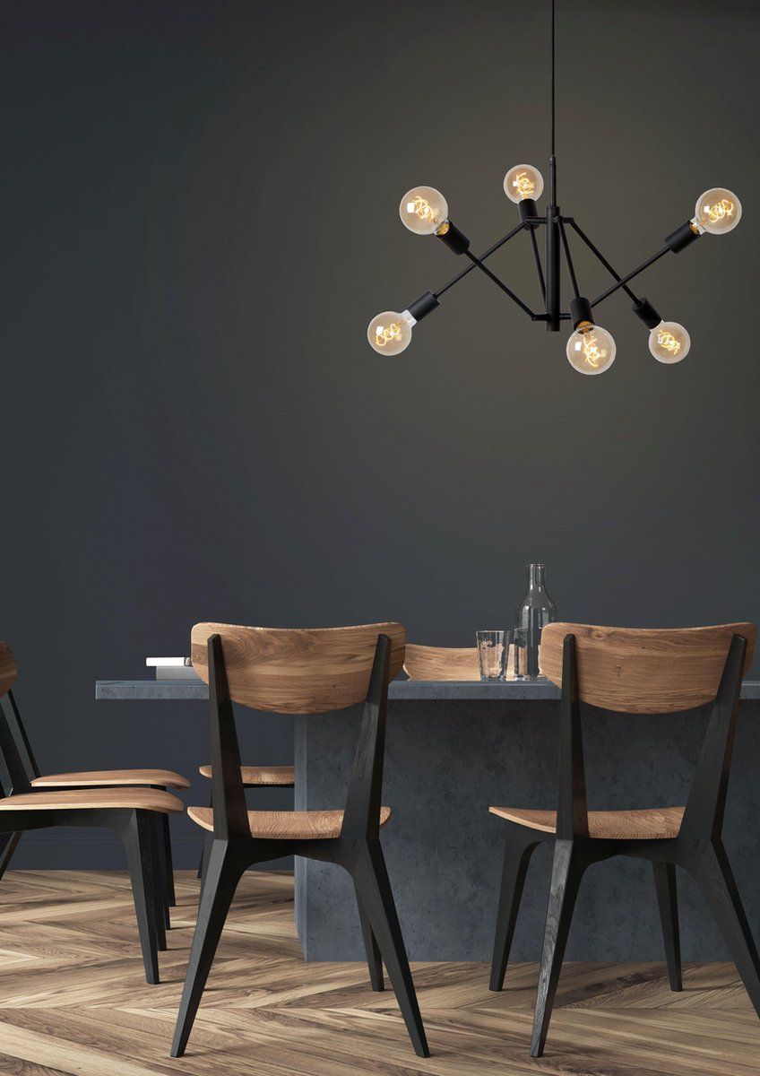 Lucide LESTER Hanglamp - 6xE27 - Zwart - Metaal - 2020