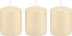 Trend Candles Bougie cylindrique/bougie tronc - 3x - blanc crème - 6 x 8 cm - 29 heures de combustion