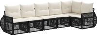 vidaXL Tuinbank - Set - 6 zitplekken - Zwart en crèmewit - Polyrattan