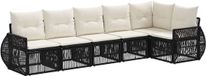 vidaXL Tuinbank - Set - 6 zitplekken - Zwart en crèmewit - Polyrattan